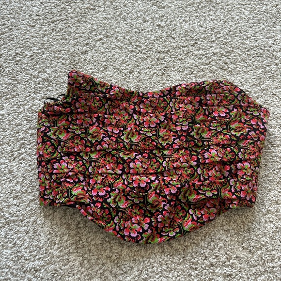 Zara Floral Cropped Strapless Corset Top - Picture 2 of 3